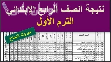 نتيجة الصف الرابع الابتدائي