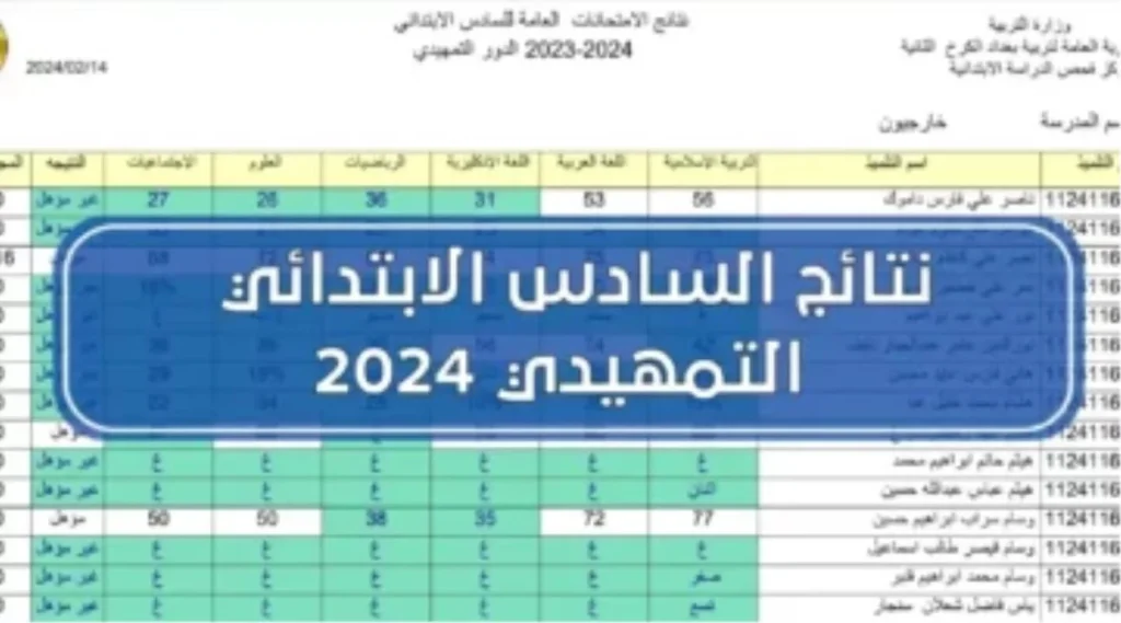 استخراج نتائج السادس التمهيدي