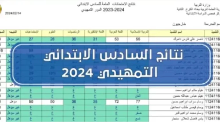طريقة استخراج نتائج السادس التمهيدي 2025 في العراق عبر موقع نتائجنا