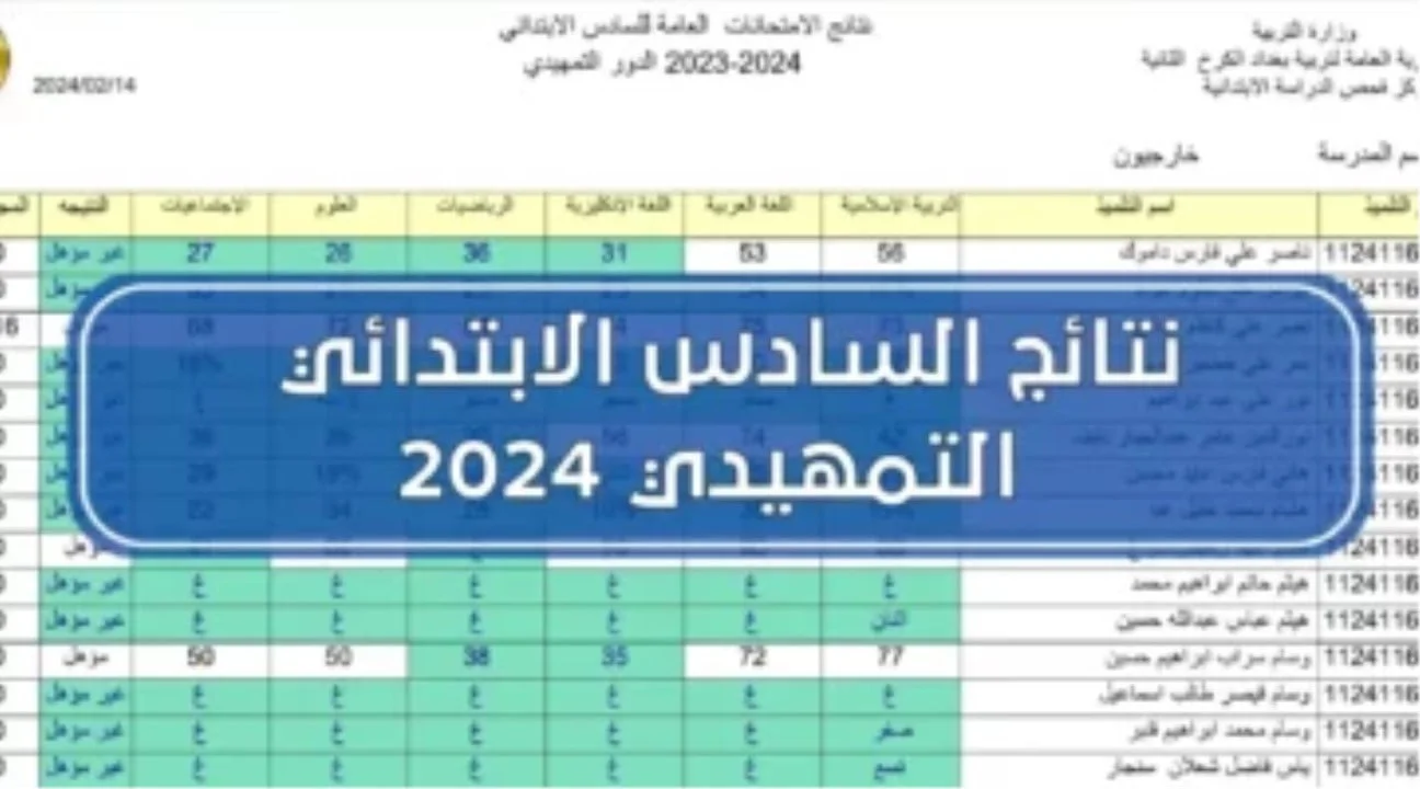 استخراج نتائج السادس التمهيدي