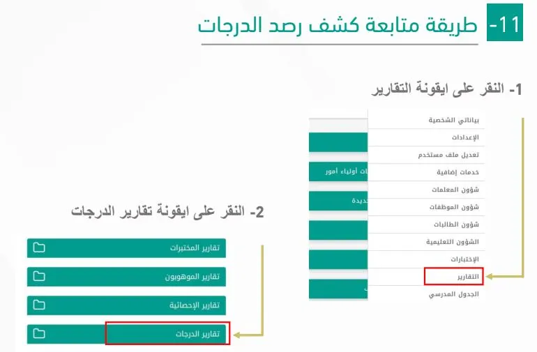 طريقة رصد الدرجات عبر