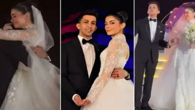 فستان زفاف ليلى زاهر يخطف الانظار