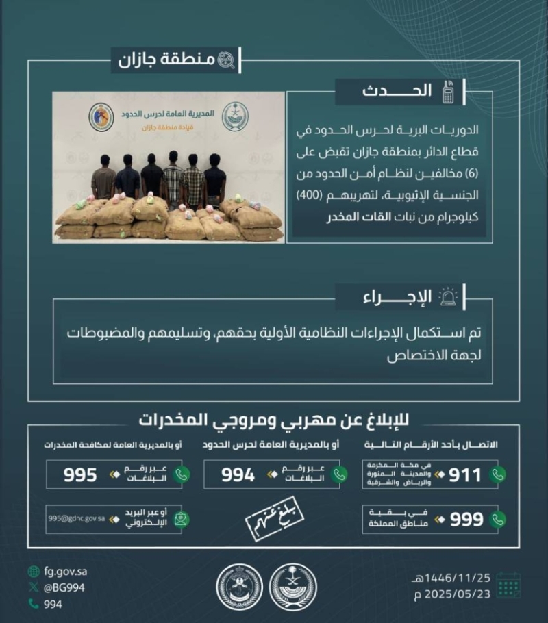 القبض على ستة مهربين