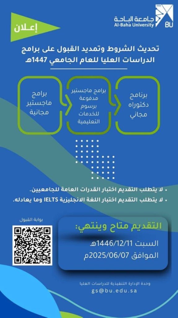 تمديد قبول الدراسات العليا