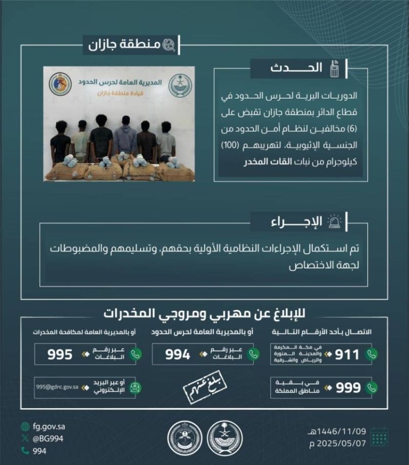 تمكن حرس الحدود بجازان