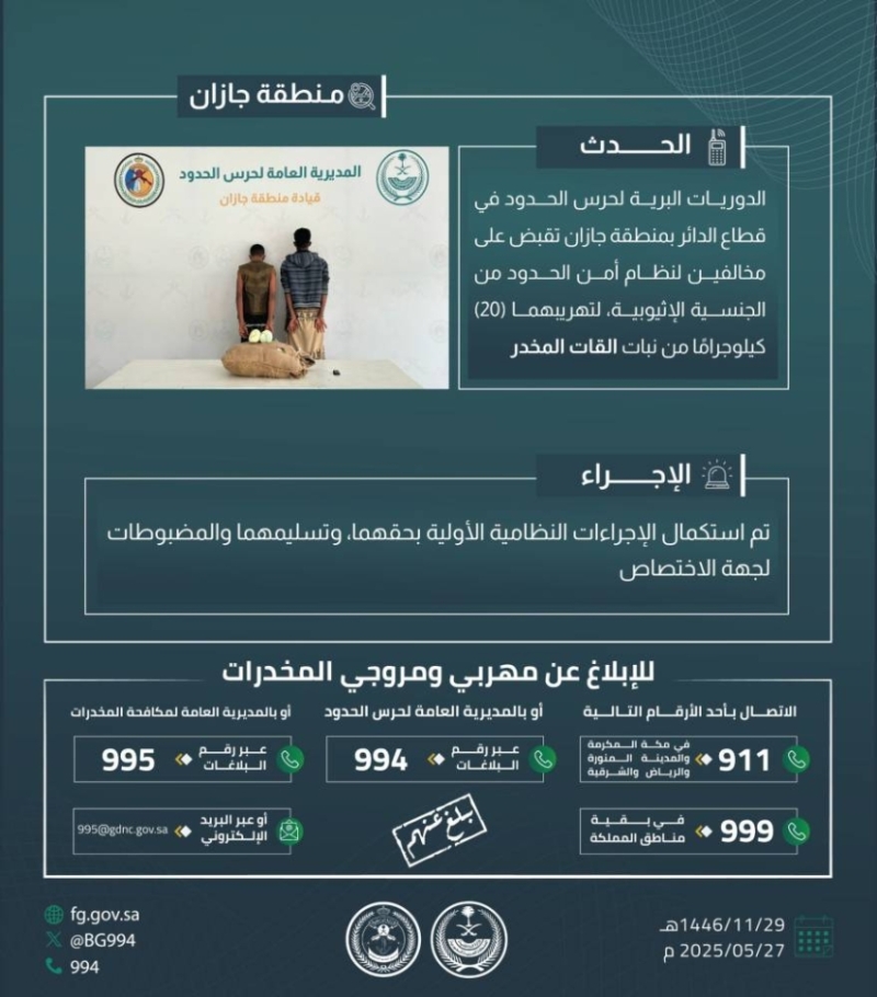 حرس الحدود بجازان يتصدى