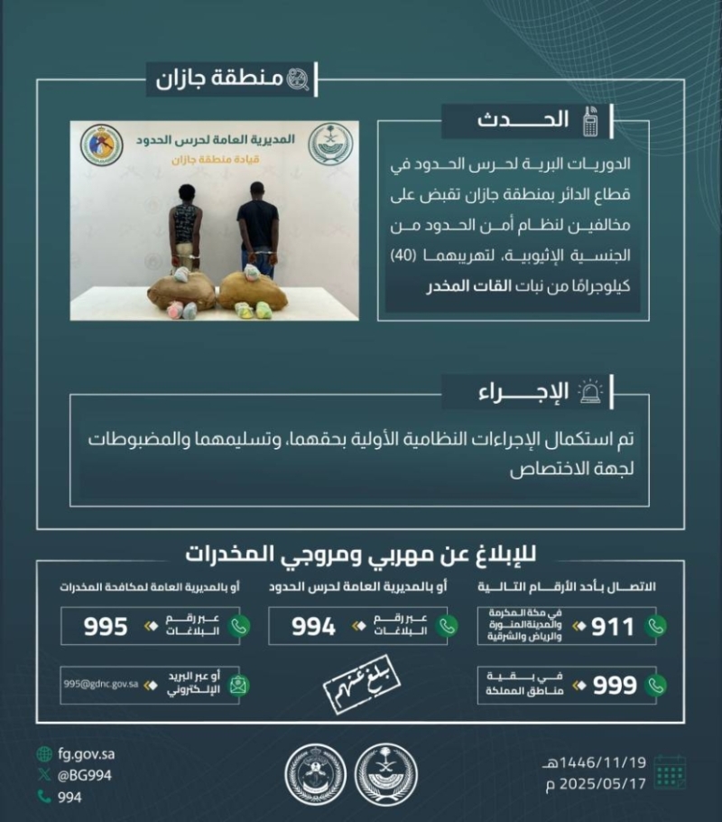 حرس الحدود بجازان ينجح