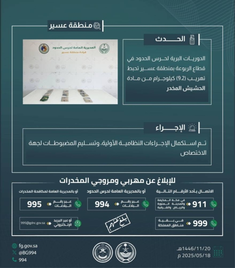 حرس الحدود بعسير يتصدى