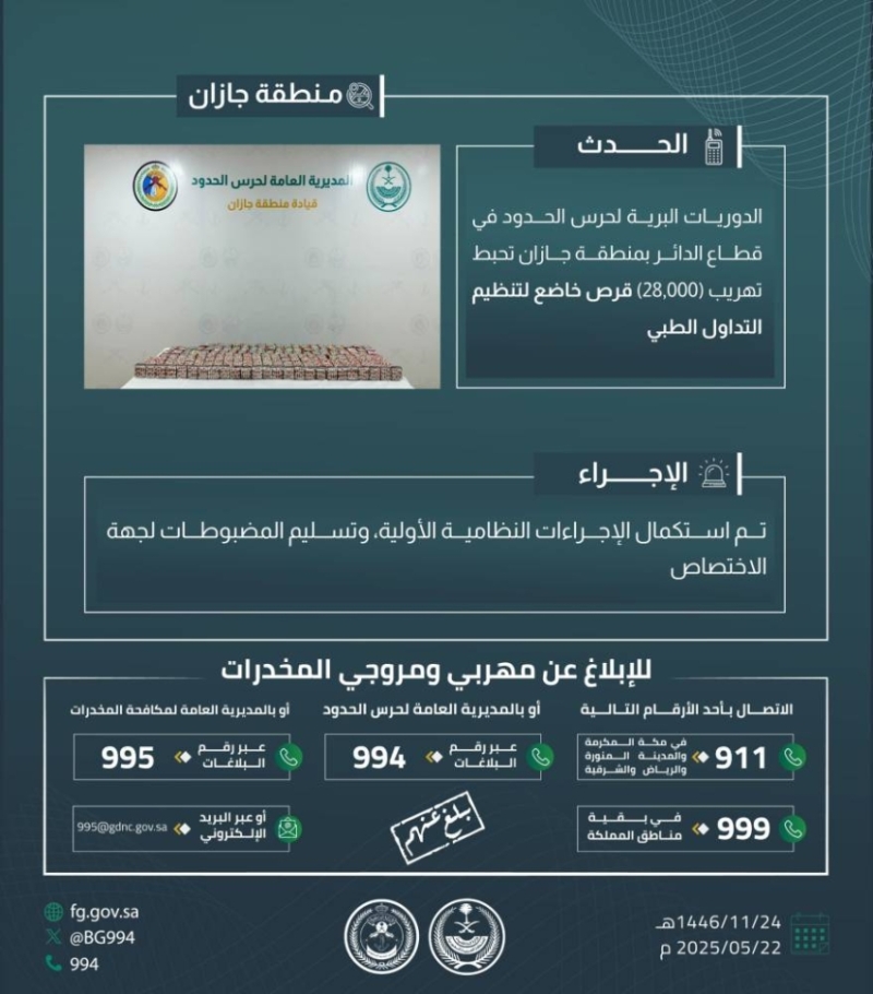 ضبط حرس الحدود بجازان
