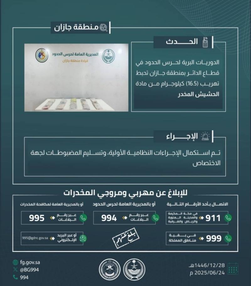 جهود حرس الحدود بجازان