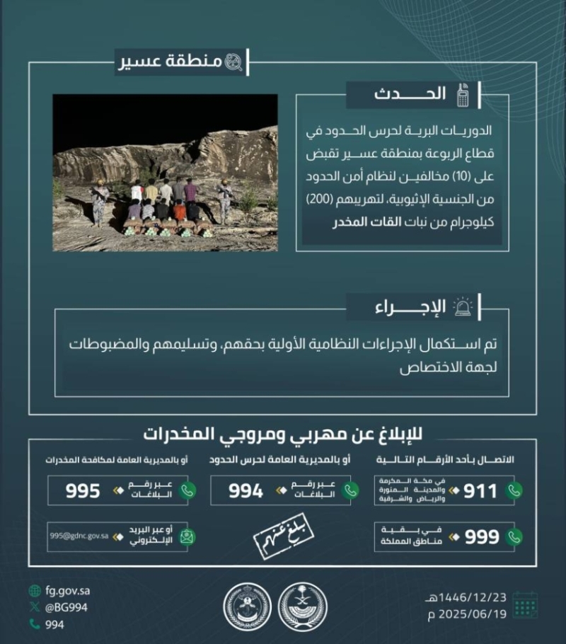 حرس الحدود بعسير يعتقل