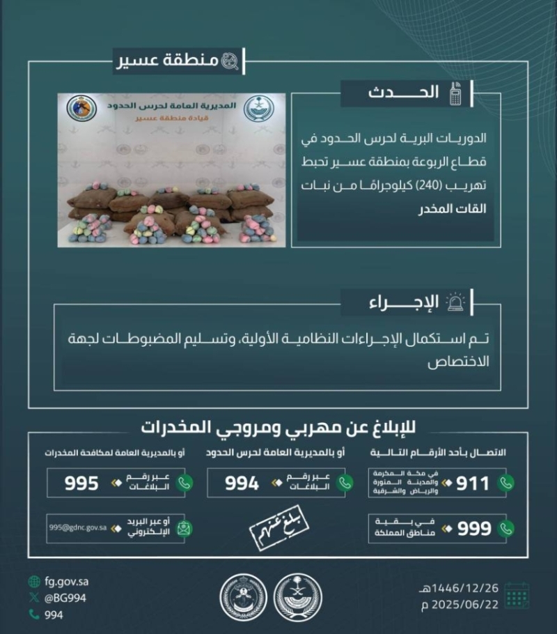 حرس الحدود بعسير ينجح