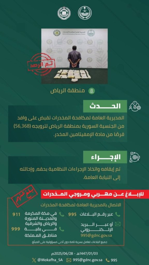 شرطة الرياض تكتشف وافدًا