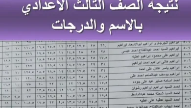 عايز نتيجه ثالثه اعدادي من غير رقم الجلوس؟! اكتب اسمك بس وشوف مجموعك وتفاصيل درجاتك