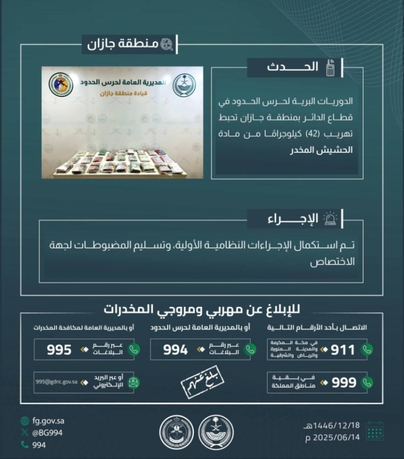 نجاح حرس الحدود بجازان