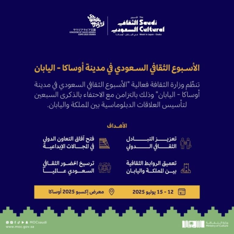 أسبوع ثقافي ينطلق في اليابان
احتفالات ثقافية فريدة في اليابان
فعاليات ثقافية مميزة تعزز الفنون في اليابان
تجارب ثقافية جديدة تنتظر الزوار في اليابان
أنشطة ثقافية غنية تُميز أسبوع اليابان
