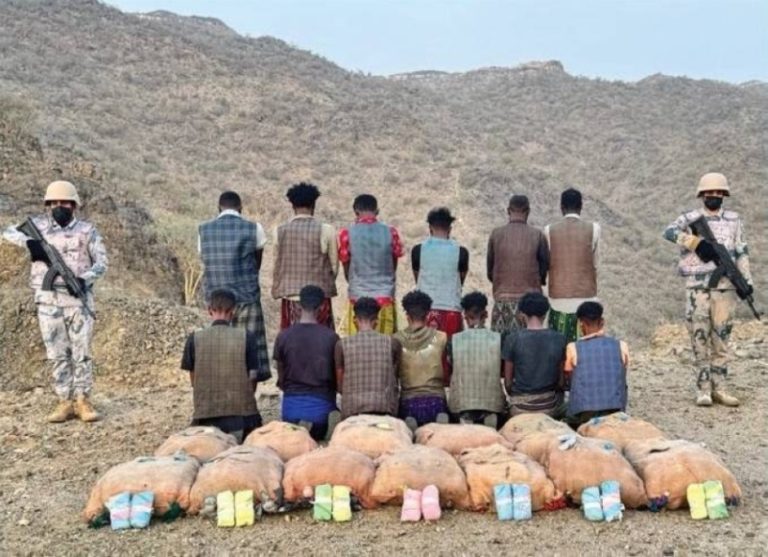 اعتقال 13 مهربًا بجرائم تهريب 169 كجم من القات في “الربوعة”