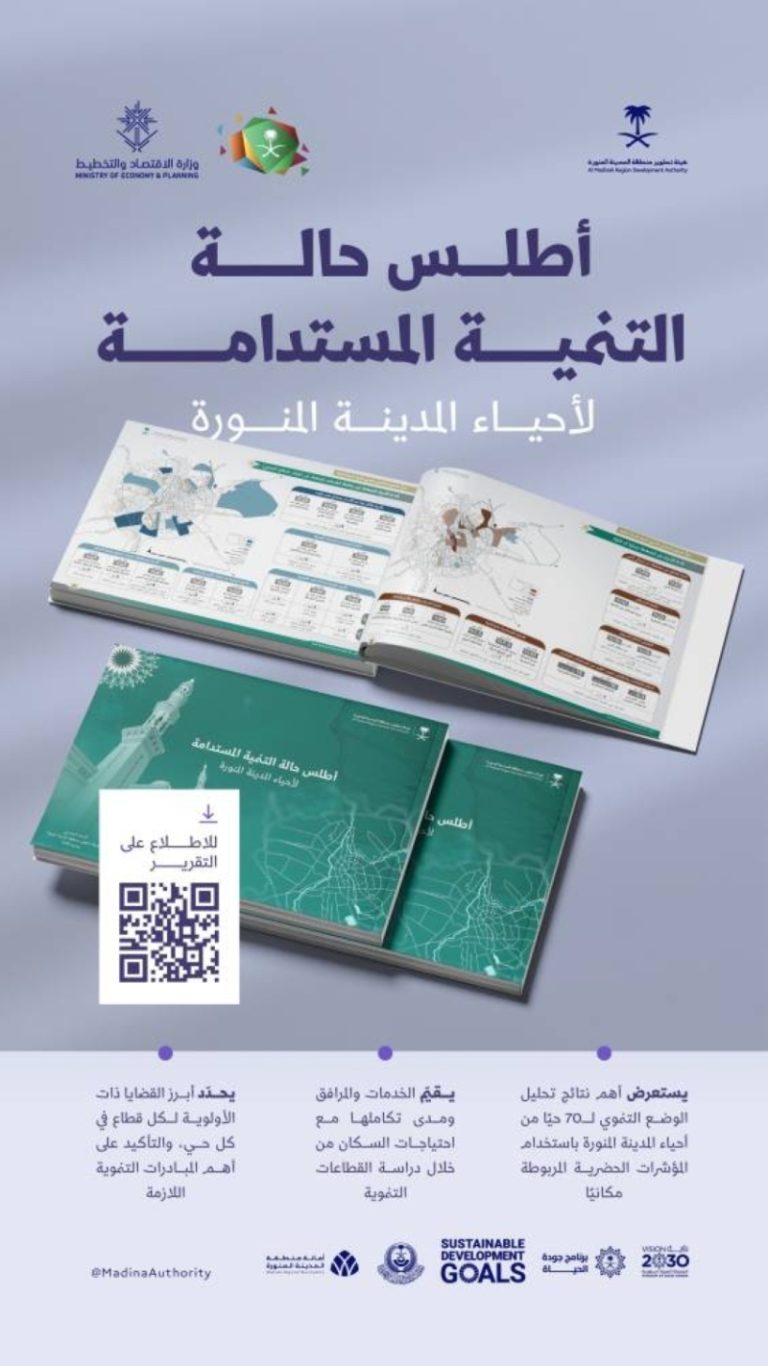 تقرير جديد: هيئة تطوير منطقة المدينة المنورة تصدر “أطلس حالة التنمية المستدامة لأحياء المدينة المنورة”