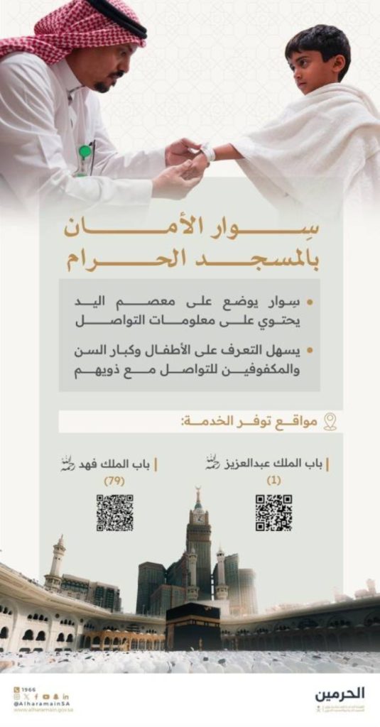 تقنية ذكية" لحماية الأطفال وكبار السن في المسجد الحرام عبر "سوار الأمان