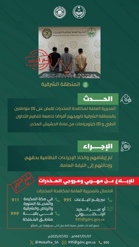 توقيف 3 أفراد في