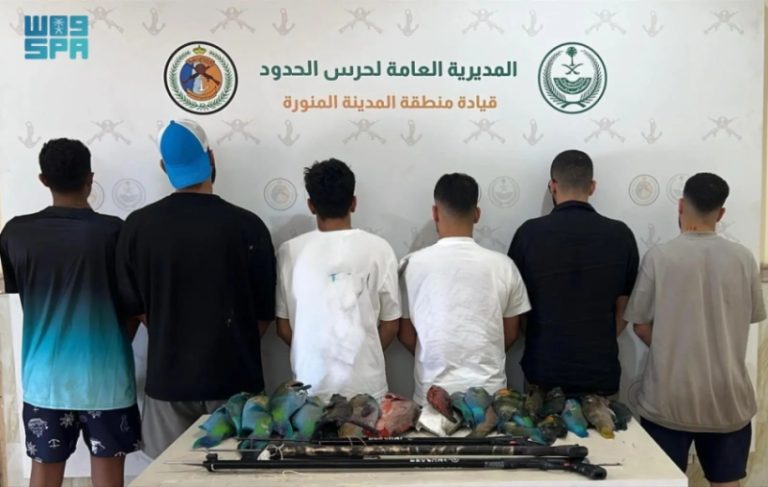 حرس الحدود في المدينة المنورة يعتقل 6 مواطنين مخالفين للأنشطة البحرية