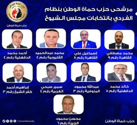 «حماة الوطن» تكشف عن مرشحيها للمقاعد الفردية في انتخابات الشيوخ 2025 بعد غلق باب الترشح