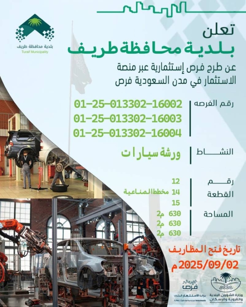 فرص استثمارية واعدة في محافظة طريف