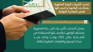 مبادرة التمديد تشمل تأشيرات الزيارة جميعها من الجوازات