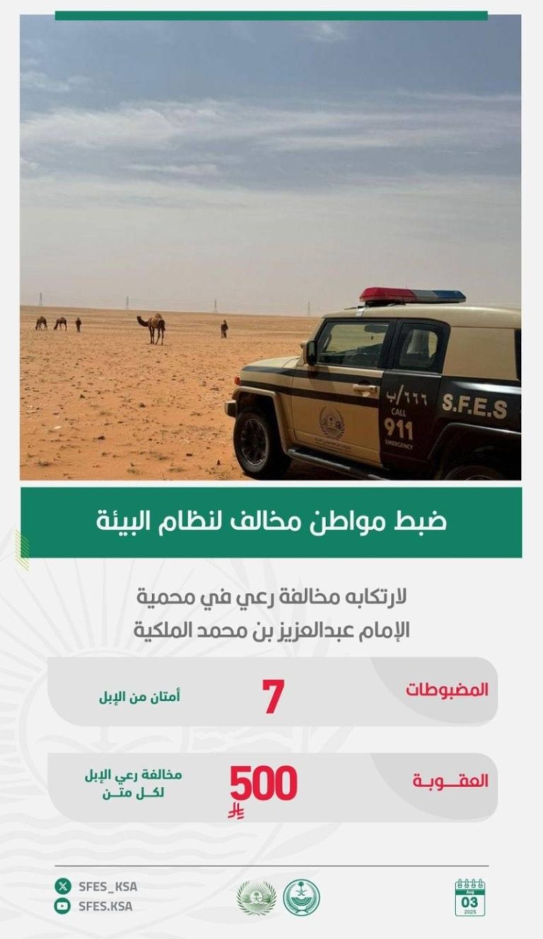 مواطن يخالف نظام البيئة برعيه في “محمية”